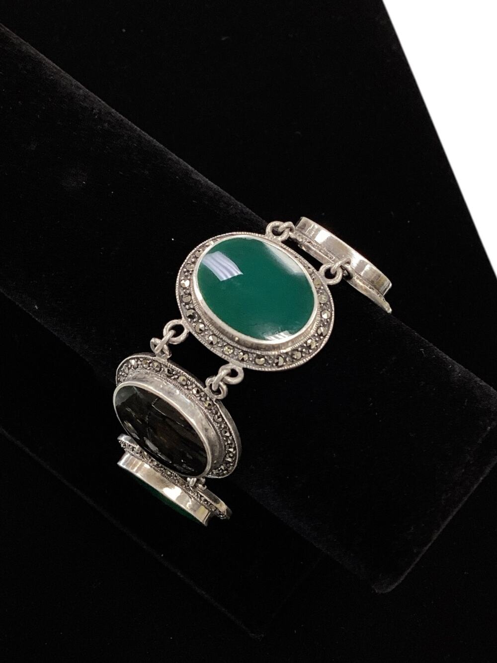 Black & Green Onyx Sterling Silver Bracelet